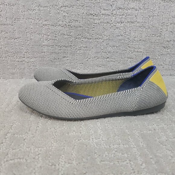 Rothy's The Flat Womens US 8 Shale Ribbon Yellow Stripe Round Toe Ballet Shoes - Picture 7 of 12